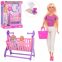 Кукла типа барби "Defa Lucy" с малышами близнецами, кроваткой и аксессуарами (Арт.8359)