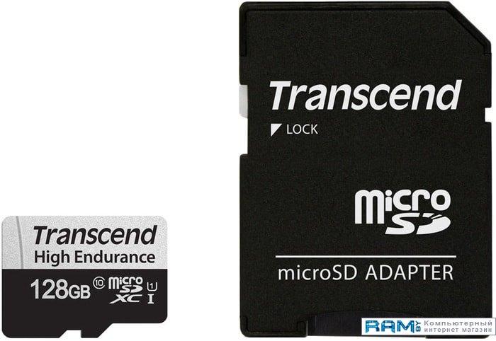 Карта памяти Transcend microSDXC TS128GUSD350V 128GB (с адаптером) - фото 1 - id-p189283577