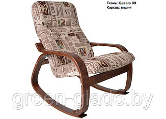 Кресло-качалка "Сайма", шпон каркаса - вишня, обивка-ткань Gazeta 09.