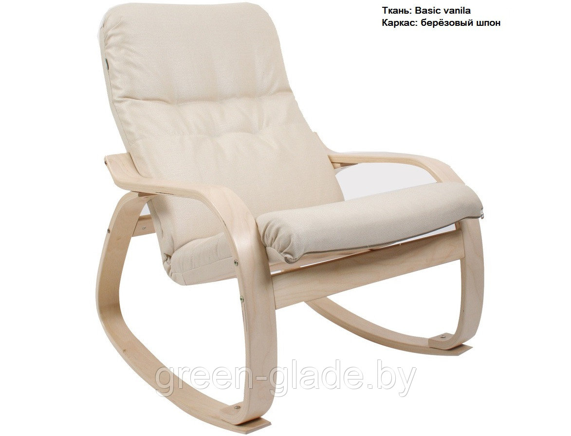 Кресло-качалка "Сайма", шпон каркаса - березовый, обивка-ткань Basic vanila. - фото 1 - id-p23162717