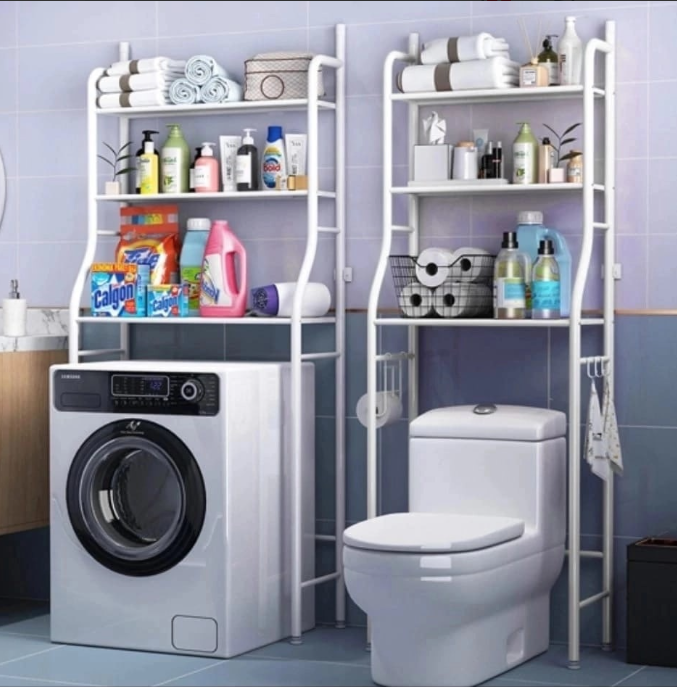 Стеллаж - полка напольная трёхъярусная Washing machine storage rack для ванной комнаты над стиральной машиной - фото 1 - id-p189284237