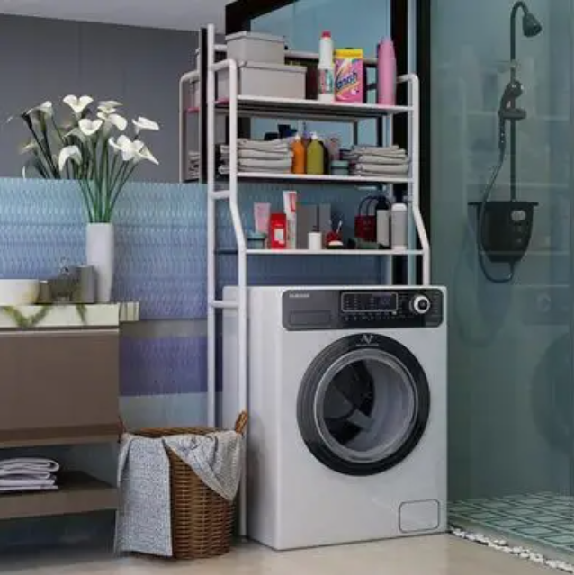 Стеллаж - полка напольная трёхъярусная Washing machine storage rack для ванной комнаты над стиральной машиной - фото 5 - id-p189284237