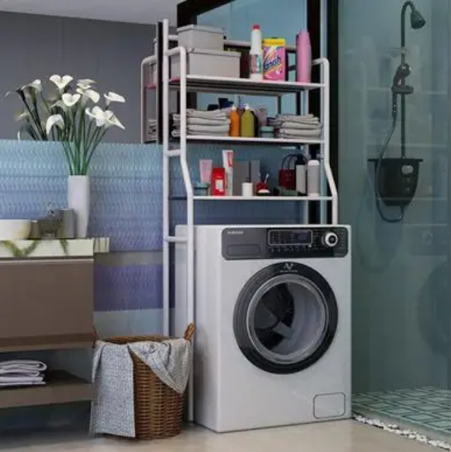 Стеллаж - полка напольная трёхъярусная Washing machine storage rack для ванной комнаты над стиральной машиной - фото 6 - id-p189284450