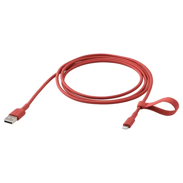 IKEA/  ЛИЛЛЬХУЛЬТ USB-A  провод для айфона, красный,1,5 м