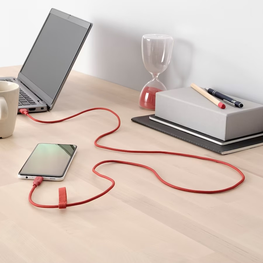 IKEA/ ЛИЛЛЬХУЛЬТ USB-A провод для айфона, красный,1,5 м - фото 4 - id-p189289813