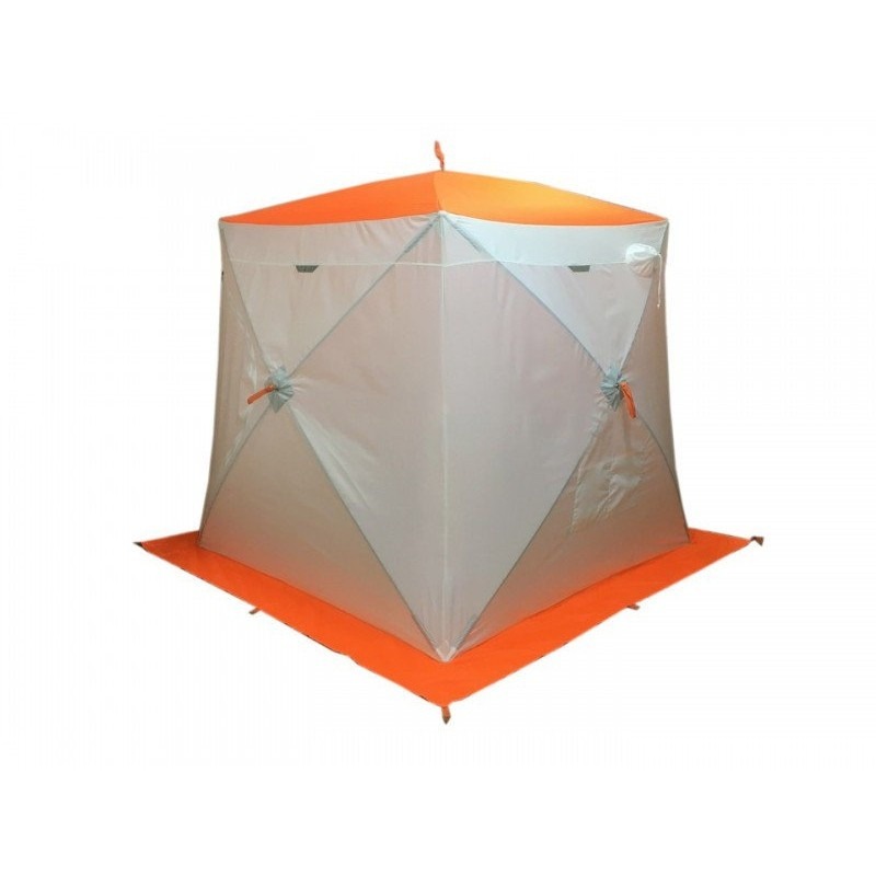 Зимняя палатка Пингвин Mr. Fisher 170 SТ (2-сл) с юбкой 170*170 (бело-оранжевый) + чехол - фото 1 - id-p189291850