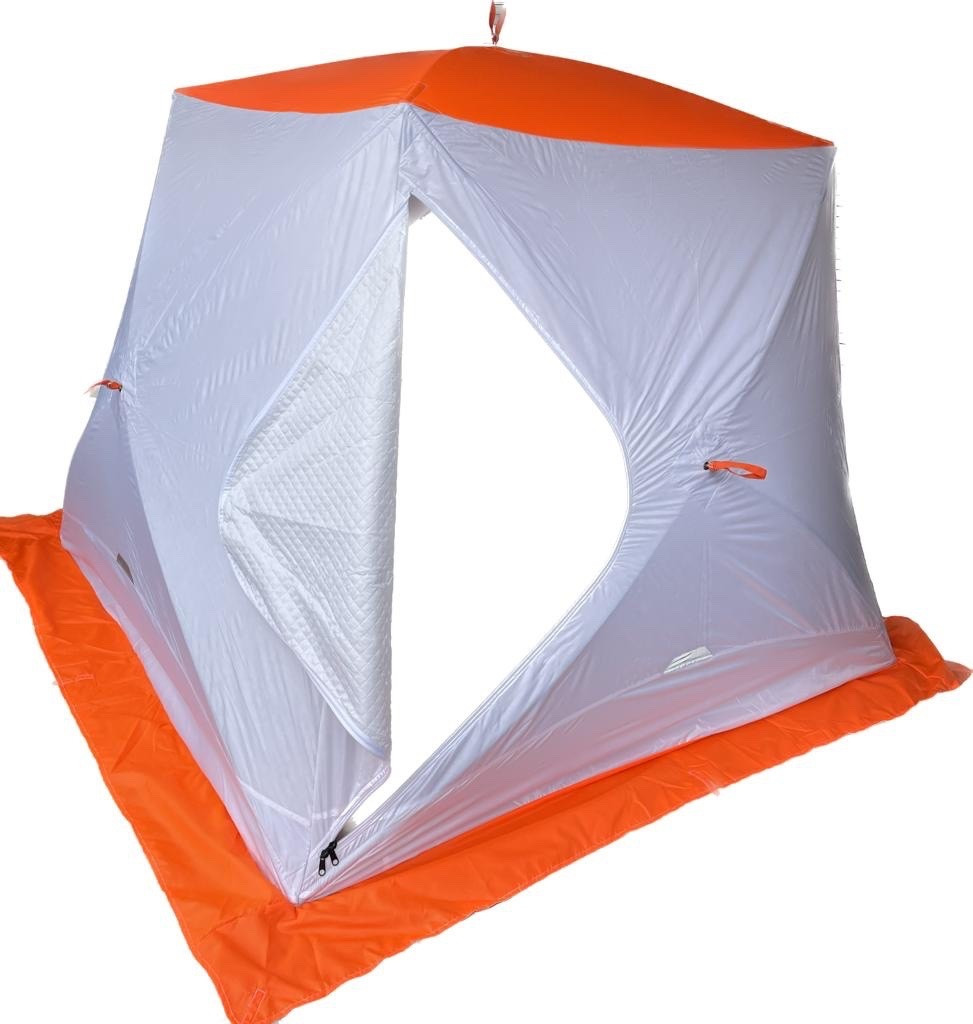 Зимняя палатка Пингвин Mr. Fisher 230 SТ ТЕРМО (3-сл, термостежка) с юбкой 230*230/205 (бело-оранжевый) + - фото 1 - id-p189291855