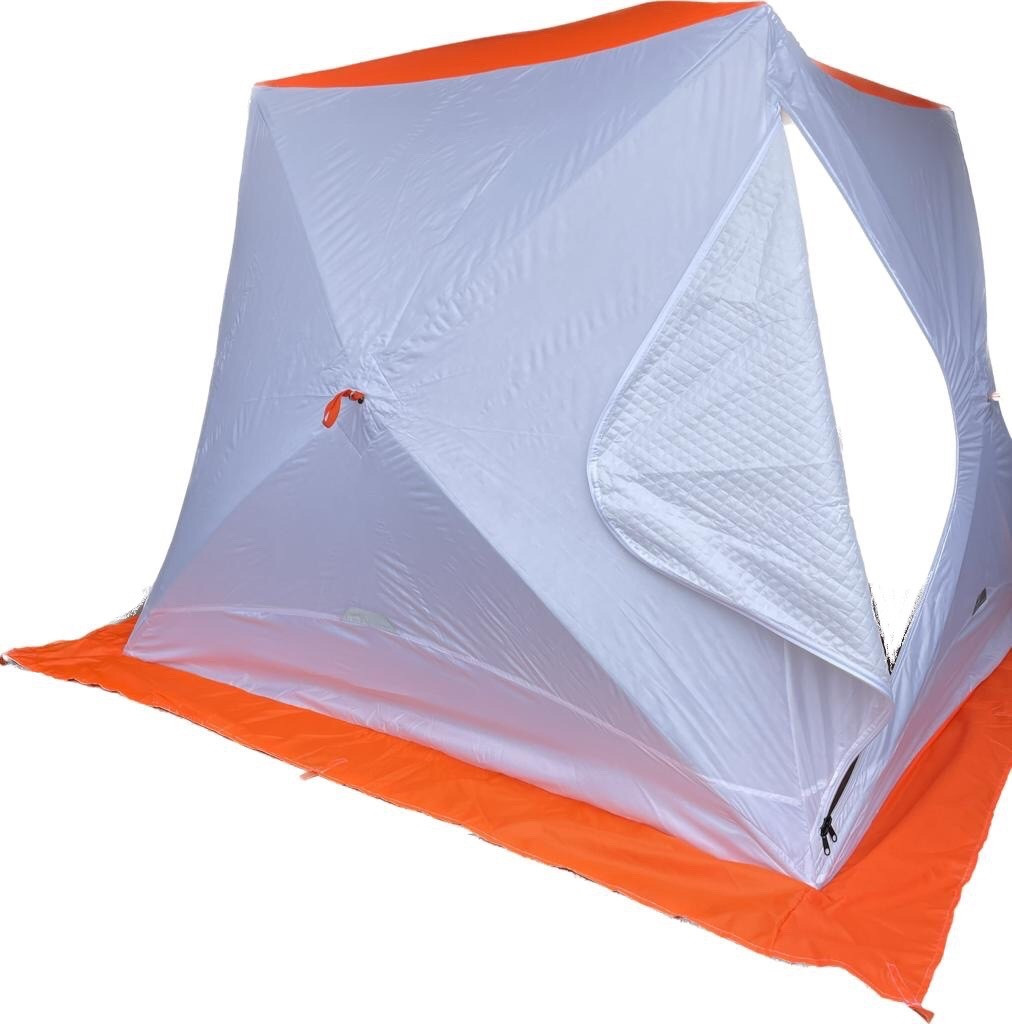 Зимняя палатка Пингвин Mr. Fisher 230 SТ ТЕРМО (3-сл, термостежка) с юбкой 230*230/205 (бело-оранжевый) + - фото 2 - id-p189291855
