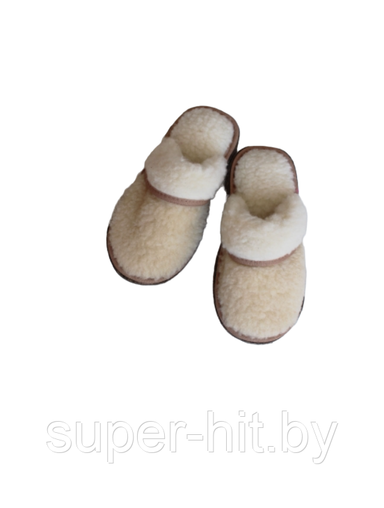 Обувь домашняя тапки (пантолеты) из натуральной овечьей шерсти 33-34, Бежевый - фото 1 - id-p189293455