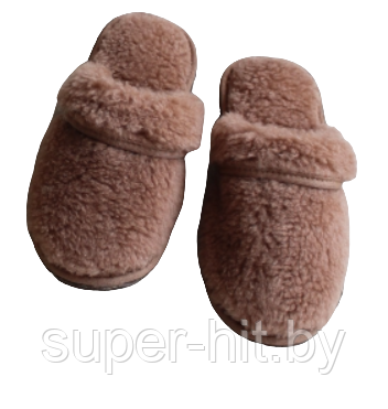 Обувь домашняя тапки (пантолеты) из натуральной овечьей шерсти 35-36, Светло-коричневый - фото 1 - id-p189293472