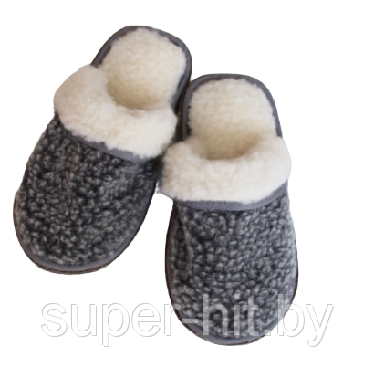 Обувь домашняя тапки (пантолеты) из натуральной овечьей шерсти 37-38, Серый - фото 1 - id-p189293476