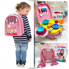 Детский игровой набор 2 в 1 Рюкзак Моя профессия чемоданчик - стол с ножками Кухня (юный повар) - фото 1 - id-p158831178