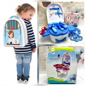 Детский игровой набор 2 в 1 Рюкзак Моя профессия чемоданчик - стол с ножками Доктор (врач), фото 1