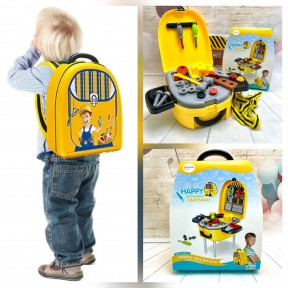 Детский игровой набор 2 в 1 Рюкзак Моя профессия чемоданчик - стол с ножками Стройка (юный строитель), фото 1