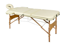 Складной 3-х секционный деревянный массажный стол BodyFit кремовый 70 см валик