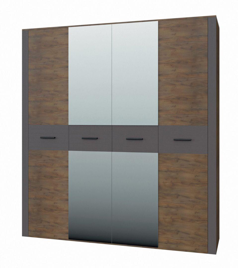 Шкаф четырехдверный ШР-4 с зеркалами Куба (таксус/вольфрам, варианты наполнения) фабрика Браво - фото 1 - id-p156185230