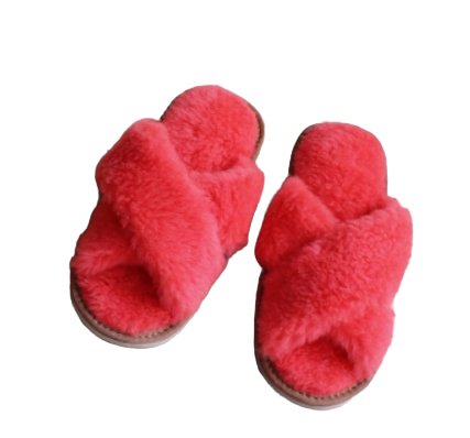 Пантолеты (тапки) из натуральной овечьей шерсти с открытым носком 39-40, Ярко-розовый - фото 1 - id-p189347620