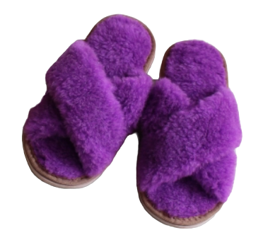 Пантолеты (тапки) из натуральной овечьей шерсти с открытым носком 37-38, Фиолетовый - фото 1 - id-p189347606