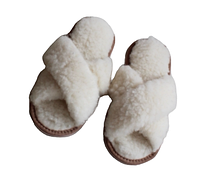 Пантолеты (тапки) из натуральной овечьей шерсти с открытым носком 39-40, Белый
