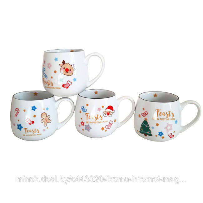 Кружка керамическая "Новогодняя" 330 мл 8,1х9 см. (MUG-446)