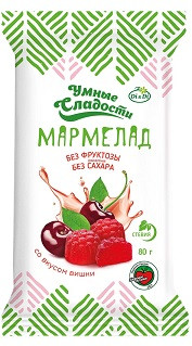 Мармелад «Умные сладости» желейно-формовой со вкусом вишни, 80г - фото 1 - id-p189349964