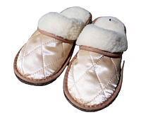 Обувь домашняя пантолеты (тапки) из натуральной овечьей шерсти с верхом из стеганной плащевой ткани 33,