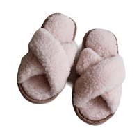 Пантолеты (тапки) из натуральной овечьей шерсти с открытым носком 43-44, Пудровый