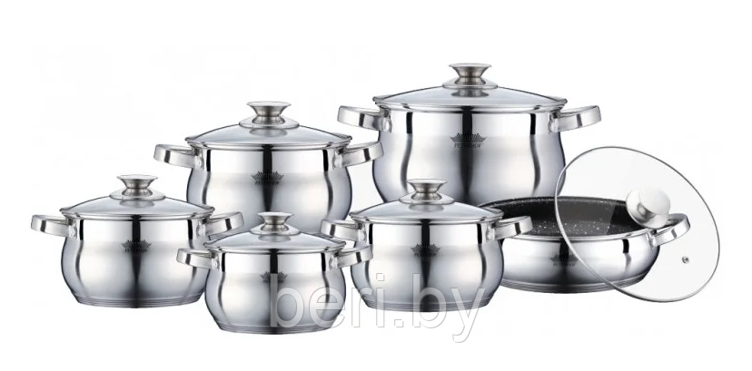 PH-15773 Набор кухонной посуды Peterhof, набор кастрюль с сотейником, 12 предметов - фото 2 - id-p189420454