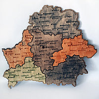 Деревянная карта Беларуси (области и районы) №11 (размер 63*55 см)