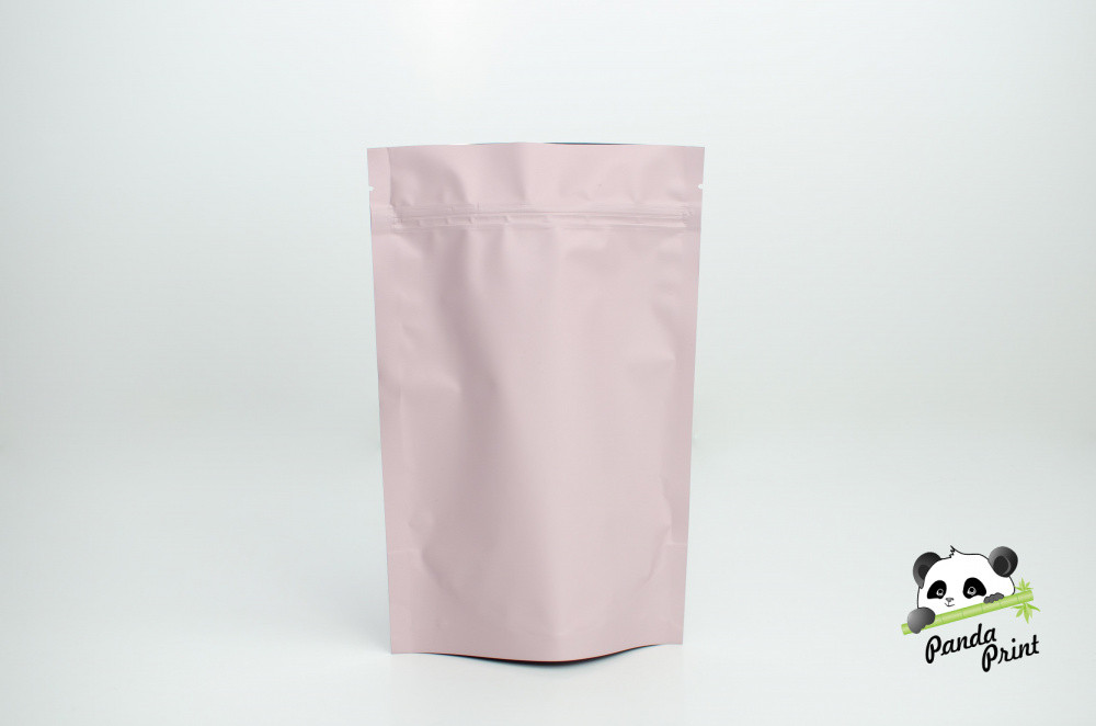 Пакет Дой-пак метал с замком ЗИП-ЛОК 135х200+(40+40), розовый матовый (П502)