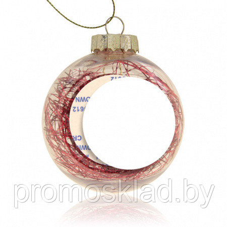 Шар елочный пластик прозрачный с красным наполнителем и вставкой для сублимации D51мм D80мм