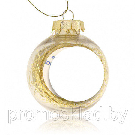 Шар елочный пластик прозрачный с золотым наполнителем и вставкой для сублимации D51мм D80мм