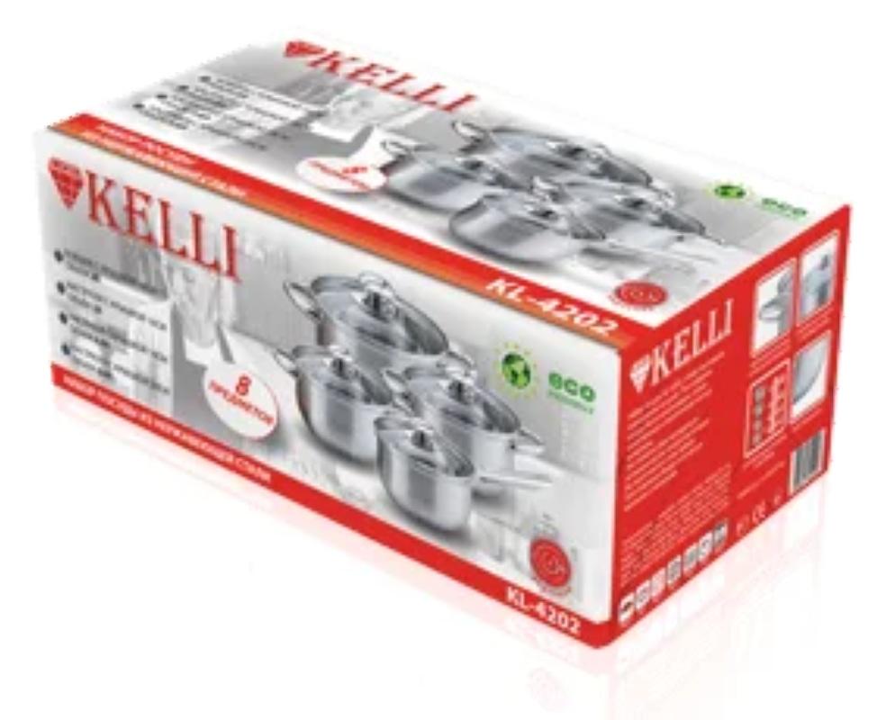 Набор посуды из нержавеющей стали Kelli (8 предметов) KL-4202 - фото 2 - id-p106315485