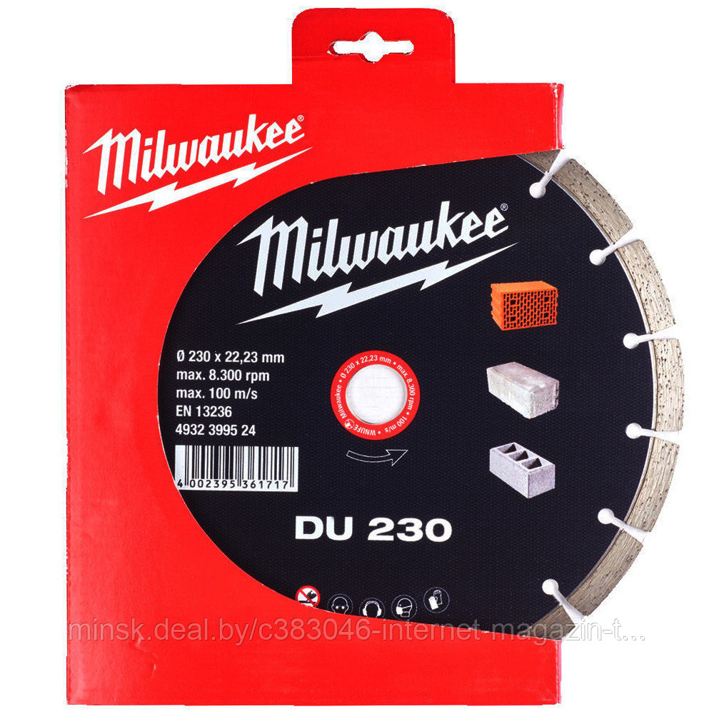 Алмазный круг по бетону / кирпичу DU 230x22,23 мм Milwaukee (4932399524) - фото 1 - id-p189461850