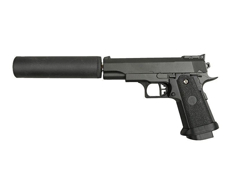 Пистолет игрушечный металлический пневматический c глушителем Airsoft Gun G.10A Минск - фото 1 - id-p23964655