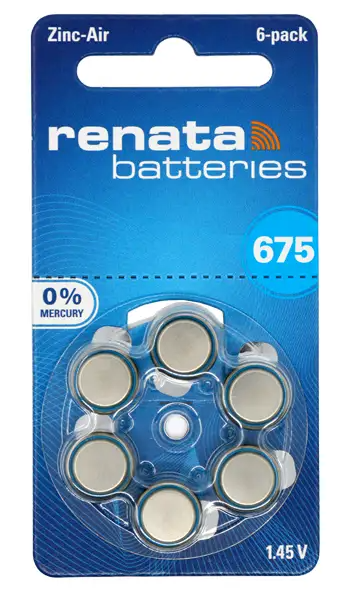 Батарейка в слуховой аппарат ZA675 RENATA 6BL - фото 1 - id-p189473405