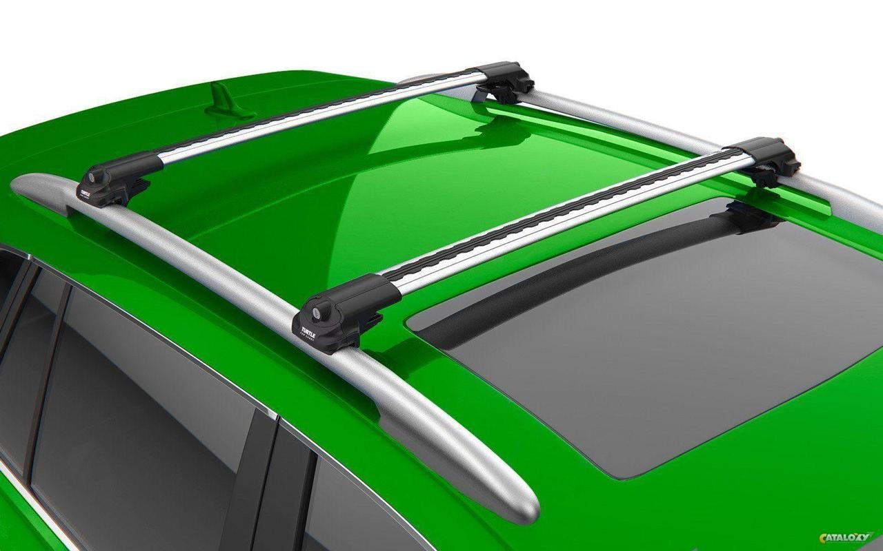 Багажник Turtle Air 1 серебристый на рейлинги для Kia Ceed, универсал, 2007-2012