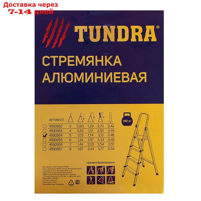 Стремянка TUNDRA, алюминиевая, с органайзером, 5 ступеней, 1030 мм - фото 5 - id-p188541553