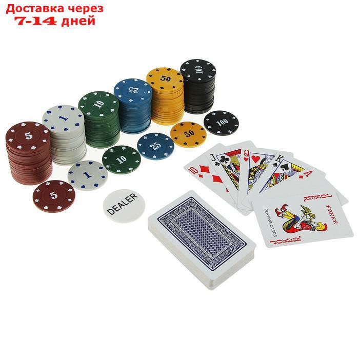 Покер, набор для игры (карты 54 шт, фишки 120 шт с номин.) 15х15 см, микс - фото 4 - id-p189487950