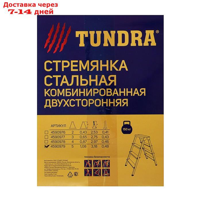 Стремянка TUNDRA, комбинированная, двухсторонняя, 5 ступени, 1080 мм - фото 4 - id-p189487136