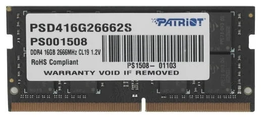 Оперативная память Patriot Signature Line 16GB DDR4 SODIMM PC4-21300 PSD416G26662S