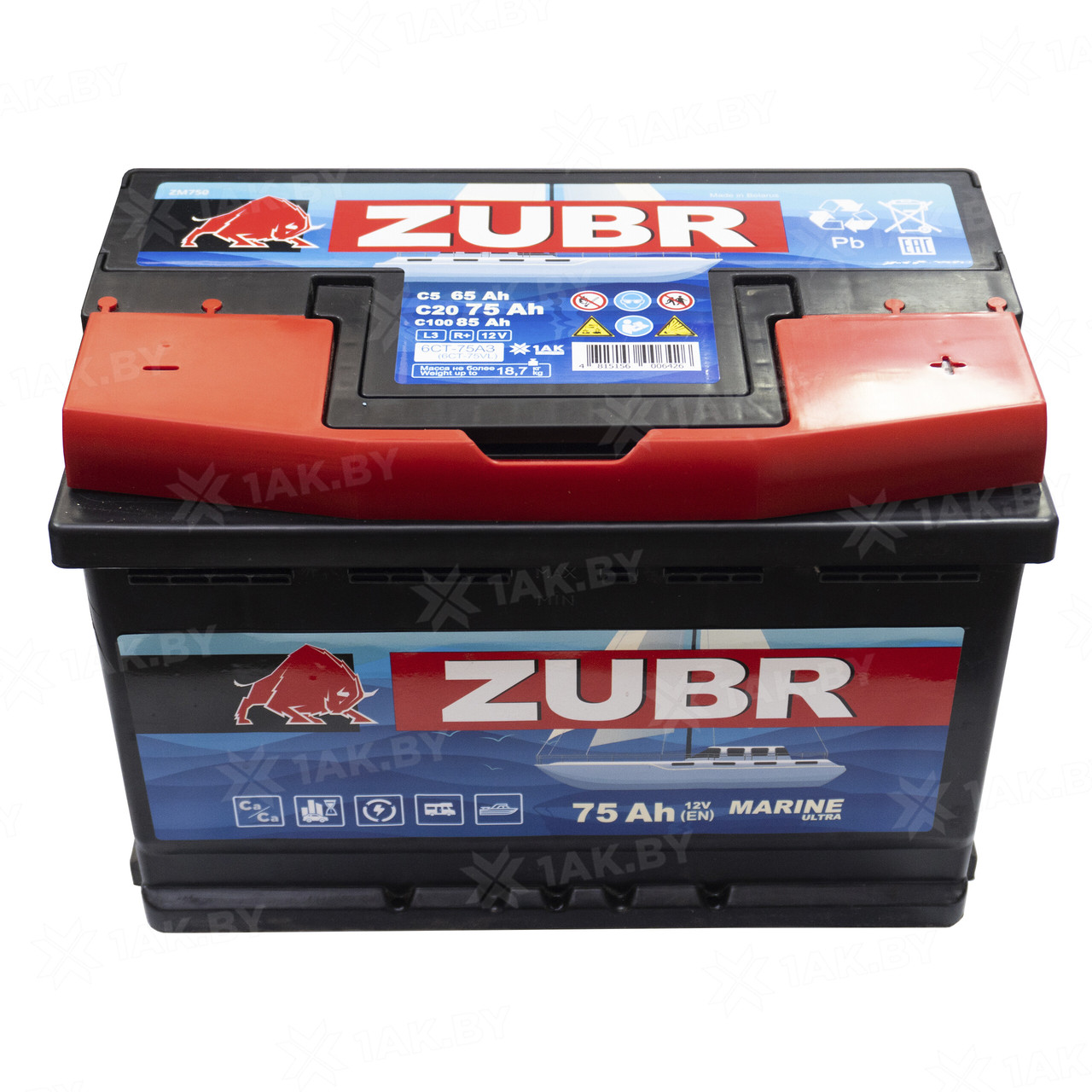 Аккумулятор ZUBR MARINE (75 Ah) , 12 V Обратная, R+ L3 ZM750 - фото 2 - id-p189543299