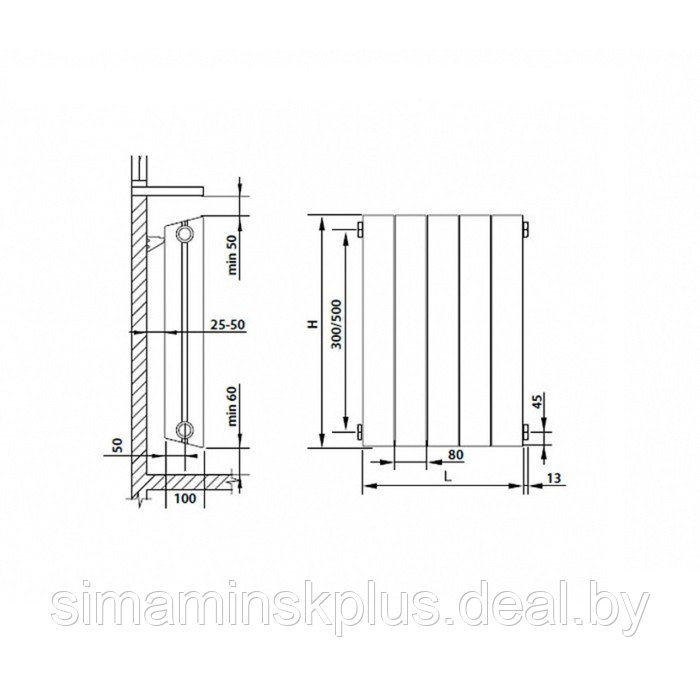 Радиатор биметаллический Royal Thermo PianoForte/Silver Satin, 500 x 100 мм, 12 секций, хром - фото 4 - id-p189550401
