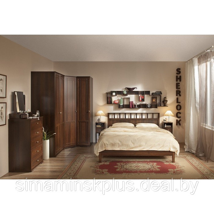 Шкаф для белья Sherlock 611, правый, 400 × 579 × 2300 мм, цвет орех шоколадный - фото 2 - id-p189553058
