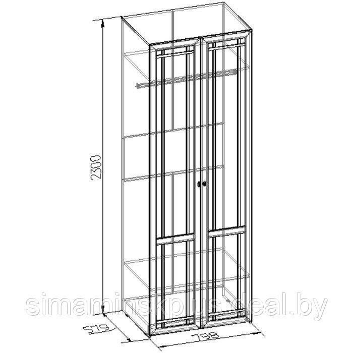 Шкаф для одежды Sherlock 62, 798 × 579 × 2300 мм, цвет дуб сонома - фото 2 - id-p189553068