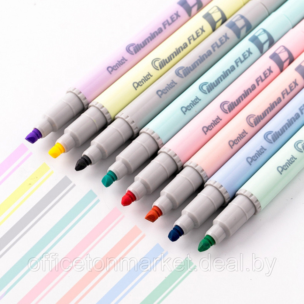 Маркер текстовый двусторонний «Pentel Illumina flex», пастельный, синий - фото 5 - id-p189557800