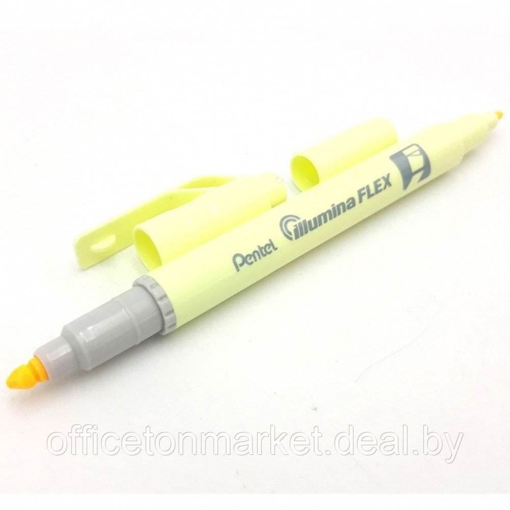 Маркер текстовый двусторонний «Pentel Illumina flex», пастельный, желтый - фото 3 - id-p189557801