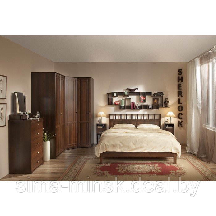 Шкаф для белья Sherlock 611, правый, 400 × 579 × 2300 мм, цвет орех шоколадный - фото 2 - id-p189564243