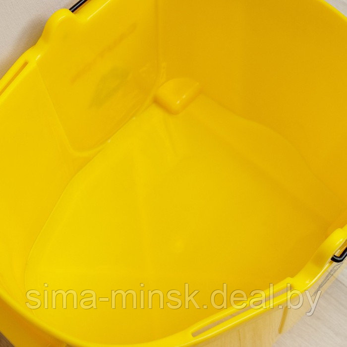 Тележка уборочная с механическим отжимом, 24 л, цвет жёлтый - фото 4 - id-p189565384