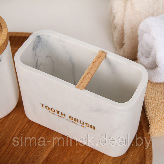 Набор аксессуаров для ванной комнаты «Стиль», 4 предмета (мыльница, дозатор для мыла, 2 стакана), цвет белый - фото 3 - id-p189565900